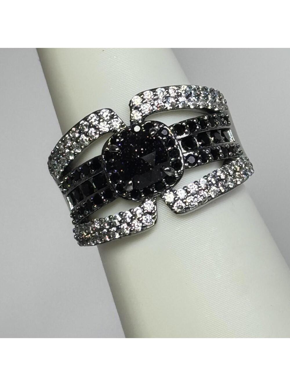 Bomb Party UNTAMED Ring Sz 8 "Pretty Little Hunter" Onyx Sandstone on Hematite